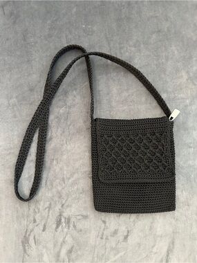 Worthington Black Crochet Crossbody Bag